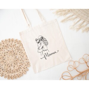 Jutebeutel, Mama mit Kind, Geschenk, Muttertag, Einkaufstasche, Geburt, Freundin, Tasche, Alltagsbeutel, Statementbeutel, Tragetasche