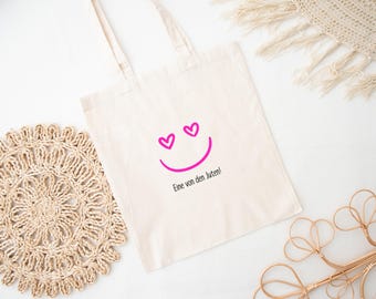 Bolsa de yute, Una de las bolsas de yute, Smiley, Novia, Regalo, Mamá, Nacimiento, Novia, Bolsa, Bolso de diario, Bolso llamativo, Bolso de mano