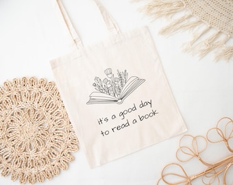 Jutebeutel, its a good day to read a book, Geschenk, Freundin, Einkaufstasche, Beutel, Alltagstasche, Bücher, Bücherwurm,