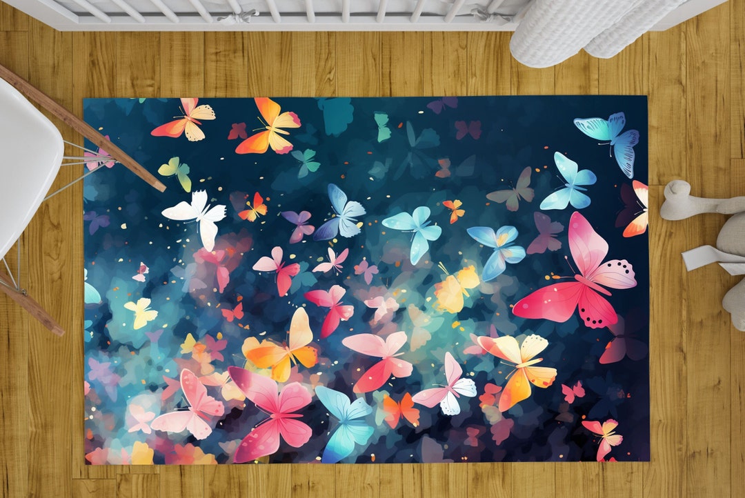 Abc Butterfly Rug Kids Rug With Butterfly, Kids Room Butterfly Rug, Rugs for Kids Room ...
