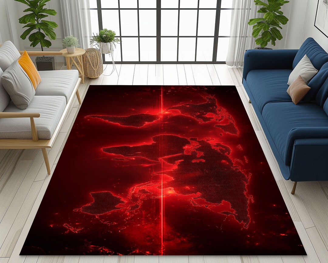 Kids Red Rug Kids Room Rug With Red World Map, Kids Rug With Map, Kids Room Map Rug ...