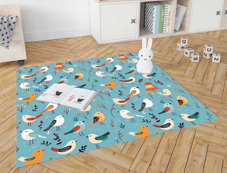 Kids Room Bird Rug, Aesthetic Rug With Birds, Kids Room Animal Rug ...