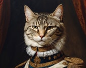 Custom Renaissance Pet Portrait, Royal Dog Painting, Cat Painting Gift, Animal Portrait, Pet Portrait Gift