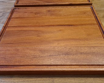 Handmade Mahogany Cutting Board with Juice Groove - Solid Wood Kitchen Board
