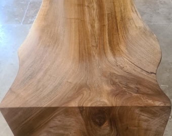 Solid Walnut Waterfall Coffee Table - Live Edge Rustic Modern Furniture