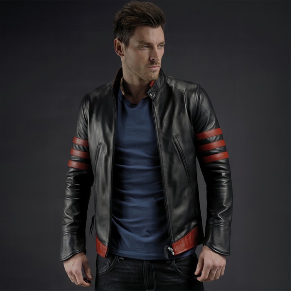 Wolverine Jacket, Wolverine X Men Leather Jacket, Real Leather Biker Brown Wolverine Jacket, Black Wolverine Origins Logan Jacket