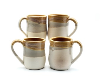 Tan and Beige Ceramic Mug Handmade , Porcelain Coffee Mug