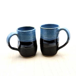 Blue and Black Handmade Ceramic Mug, Hand made Pottery Mug, Large Porcelain Mug