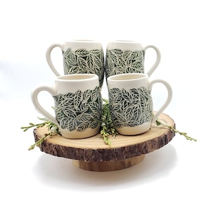 Botanical handmade coffee mug, Handmade Ceramic mug