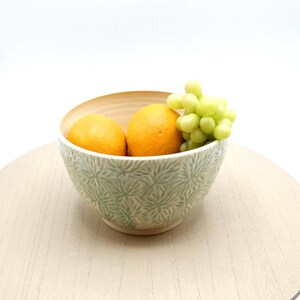 Carved ceramic serving bowl, Handmade Porcelain bowl