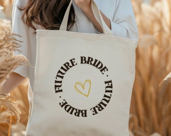 Tote Bag Bride, Bridal Shower Gift Bag, bag for bachelorette party, future bride, personalized, white, wedding, cotton fabric