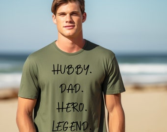 Vatertagsshirt Ehemann Papa Held Legende , Geschenk für Papa zum Vatertag, Baumwollhemd für Papas mit Schriftzug