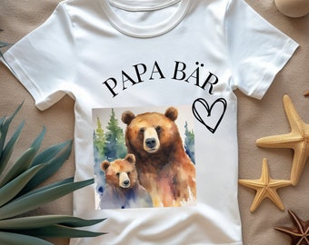 Vatertags T-Shirt Papa Bär, Geschenk für Papa zum Vatertag mit Bär, Baumwoll-Shirt für Papa's mit Papa Bär Schriftzug