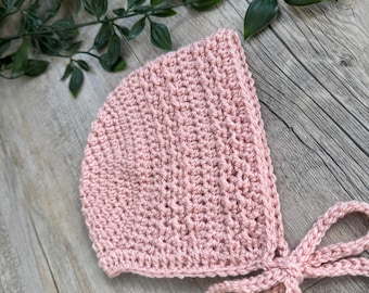 Handmade Crochet Baby Bonnet: Acrylic Knit Newborn Hat
