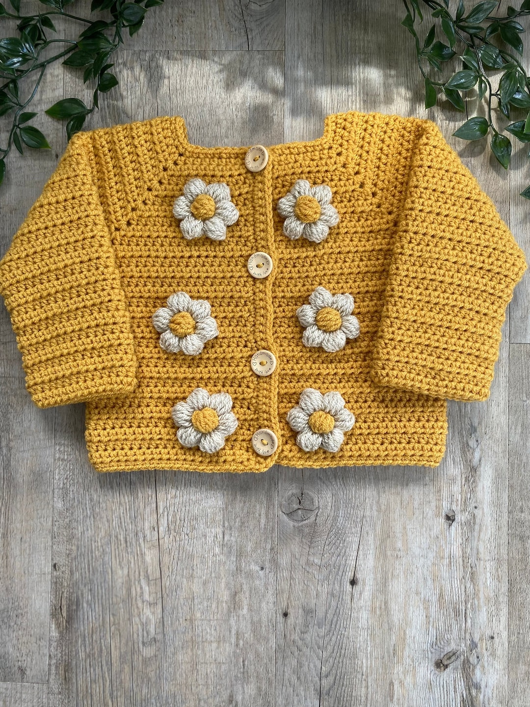 Handmade Crocheted Baby Girl Cardigan, Flower Cardie, Baby Shower Gift ...