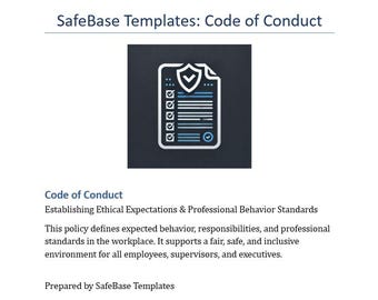 Employee Code of Conduct Template, Workplace Behavior Policy, Staff ...