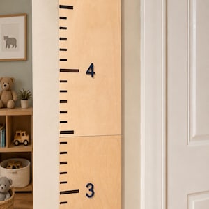 Children Milestone Tracker Growth Chart Ruler Personalized Name Design Wooden Height Measurement Tool Custom Nursery Wall Art Handcrafted Premium Quality Construction Kids Bedroom Display Durable Family Keepsake Beautiful Baby Shower Gift