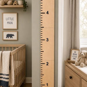 Wooden Height Measurement Tool Custom Growth Chart Ruler Personalized Name Design Handcrafted Nursery Wall Display Kids Bedroom Essential Premium Quality Construction Children Milestone Tracker Beautiful Keepsake Gift Baby Shower Present