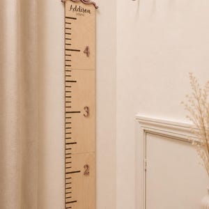 Children Milestone Tracker Growth Chart Ruler Personalized Name Design Wooden Height Measurement Tool Custom Nursery Wall Art Handcrafted Premium Quality Construction Kids Bedroom Display Durable Family Keepsake Beautiful Baby Shower Gift