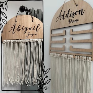 Personalized Baby Girl Bow Organizer: Custom Wooden Hair Bow Holder