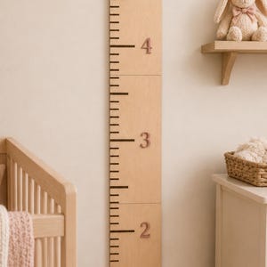 Personalized Growth Chart Ruler Custom Name Design Wooden Height Measurement Tool Children Milestone Tracker Handcrafted Nursery Wall Art Kids Bedroom Essential Premium Wood Construction Durable Family Keepsake Baby Shower Gift Beautiful
