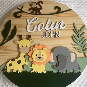 Safari Nursery Name Sign-Safari Theme-Jungle Animal Decor-Kids Room-Baby Room-Wooden Safari Sign