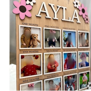 Personalized Baby 1st Birthday Milestone Photo Board: Custom Keepsake