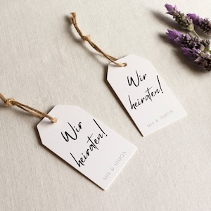 Wij gaan trouwen! - Bedankkaartjes voor uitnodigingskaarten, geschenken, aankondigingen... aanpasbare, afdrukbare tags