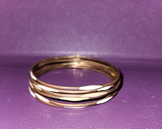 Set of 6 Thin Gold Tone Bracelets - image 1