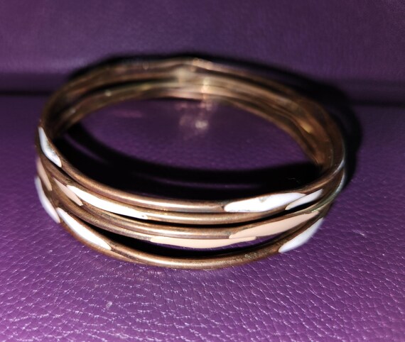 Set of 6 Thin Gold Tone Bracelets - image 3