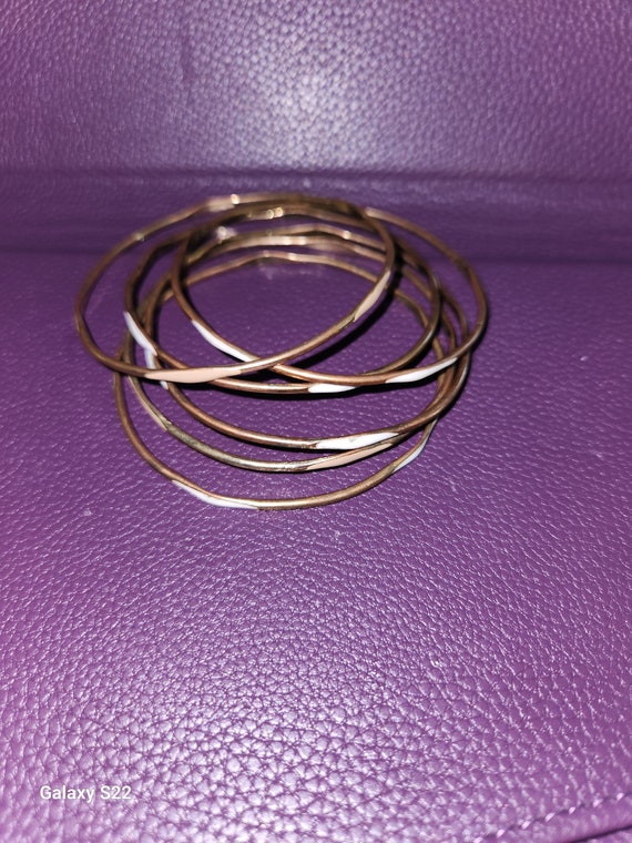 Set of 6 Thin Gold Tone Bracelets - image 7
