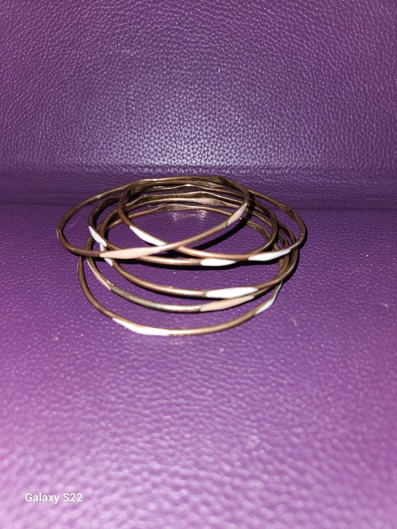 Set of 6 Thin Gold Tone Bracelets - image 2