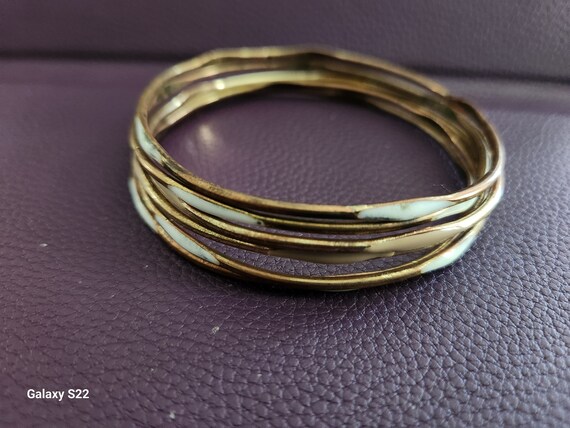Set of 6 Thin Gold Tone Bracelets - image 5