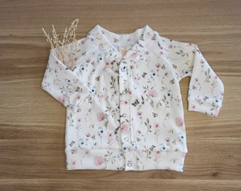 light jacket made of rib jersey for babies and children, summer jacket, flower jacket, sweatshirt jacket