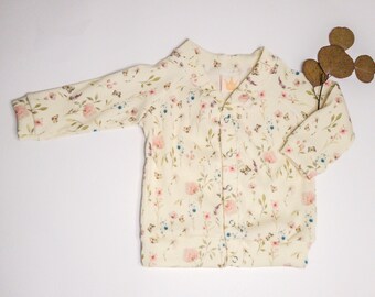 leichte Jacke aus Rib Jersey für Babys und Kinder, Sommerjacke, Blumen Jacke, Sweatshirt Jacke