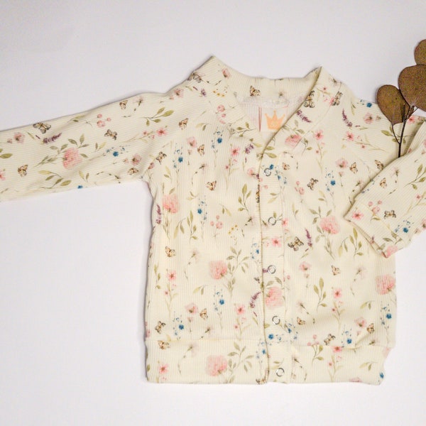 leichte Jacke aus Rib Jersey für Babys und Kinder, Sommerjacke, Blumen Jacke, Sweatshirt Jacke