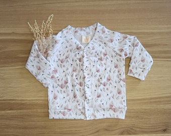 Licht jasje van ribjersey voor baby's en kinderen, zomerjasje, bloemenjasje, sweatshirtjasje