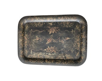 Vintage Early 20th Century Black Metal Tray