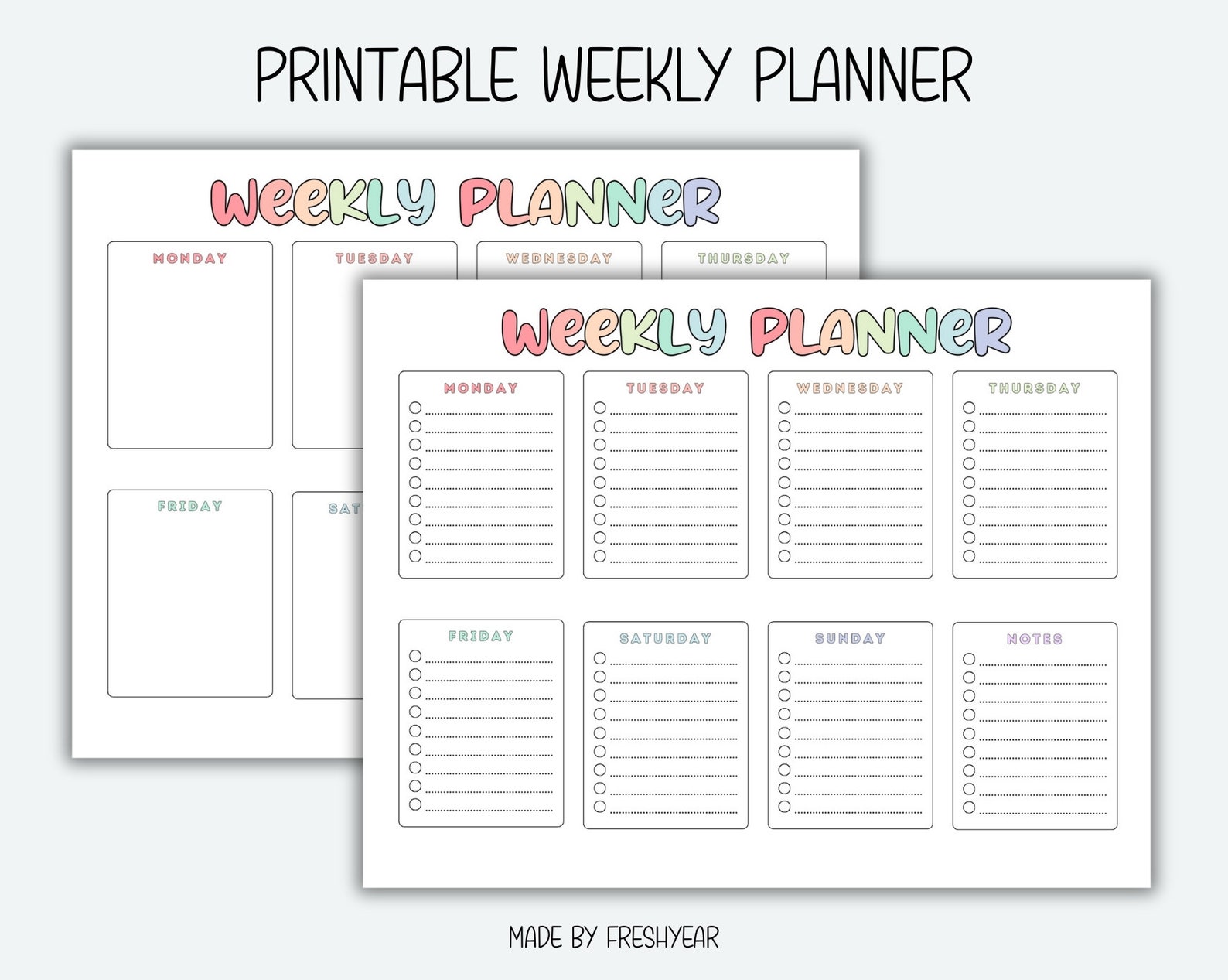 Weekly Planner Landscape, Landscape Planner Printable, Weekly Schedule ...