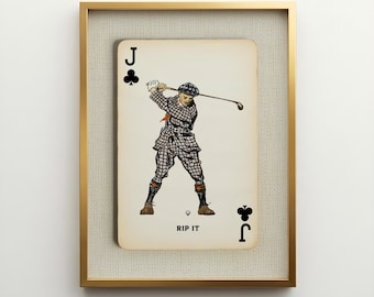 Decoración de pared con motivos de golf: lámina con estampado de cartas de póker vintage, ideal para la decoración de clubes de campo.