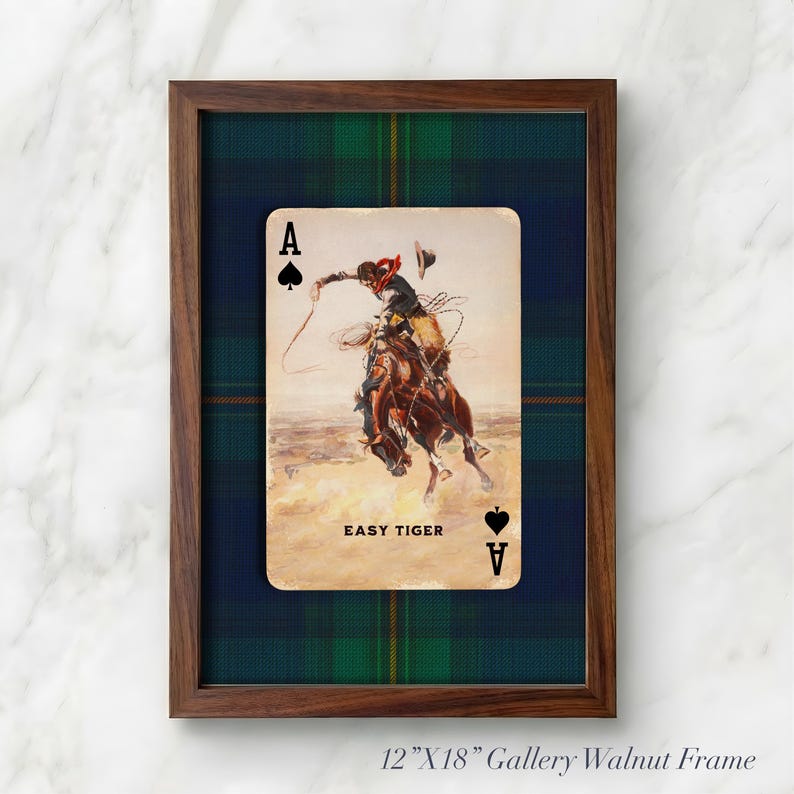 Arte de cartas de juego de vaqueros: lámina del as de picas del tigre fácil, decoración del oeste americano. imagen 14