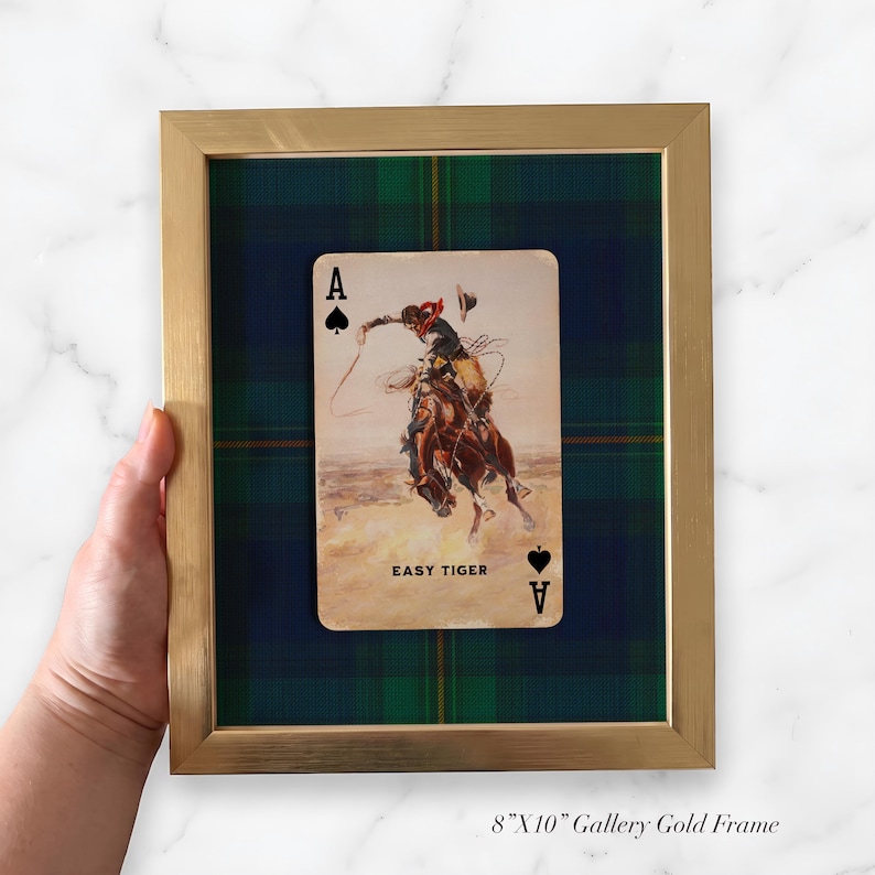 Arte de cartas de juego de vaqueros: lámina del as de picas del tigre fácil, decoración del oeste americano. imagen 11