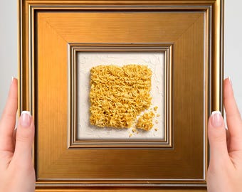 Ramen Mini Painting – Small Framed Art Print, Nostalgic Kitchen Decor