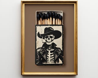 Skeleton Cowboy Print - Gothic Western Decor, Dark Masculine Wall Art
