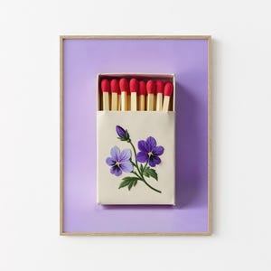 Februar Geburt Blumendruck Dopamin Dekor bestickt Violet Vintage Streichholzbrief Western Cowgirl Purple Wand Kunst Valentinstag Muttertag Geschenk