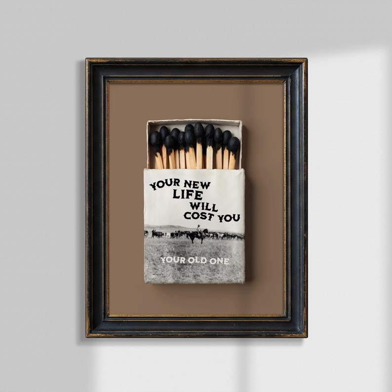 Gothic Cowboy Matchbook Print – Black and Tan Western Gothic Art ...