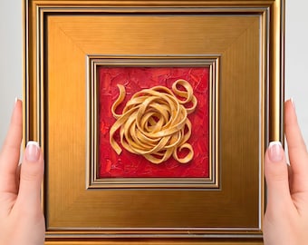 Pasta Mini Painting – Small Framed Art Print, Kitchen Wall Decor