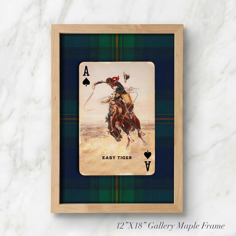 Arte de cartas de juego de vaqueros: lámina del as de picas del tigre fácil, decoración del oeste americano. imagen 17