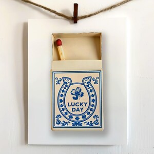 Lucky Matchbox Art – Cowboy Wall Art, Vintage Americana Toile Decor Poster (unframed)