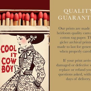 Bordeauxrode muurdecoratie – Cool It Cowboy Matchbox print, Americana decor afbeelding 19
